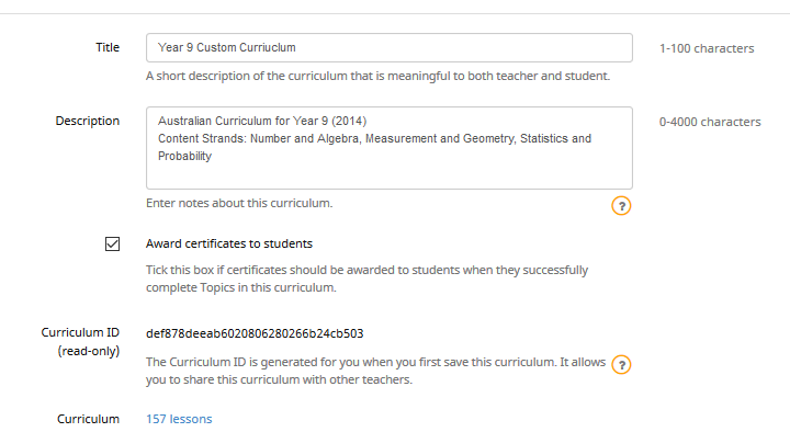 Curriculum ID