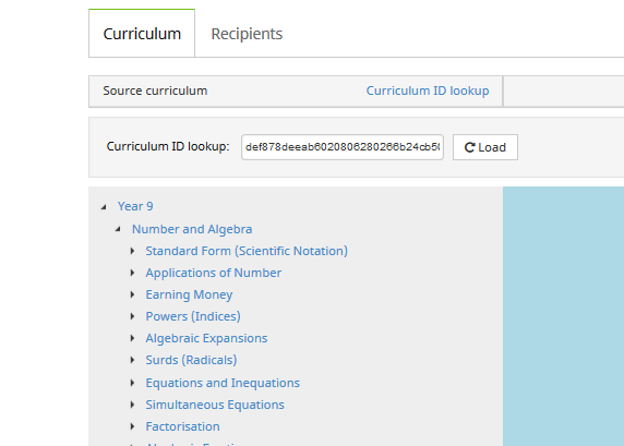 Load a Curriculum ID